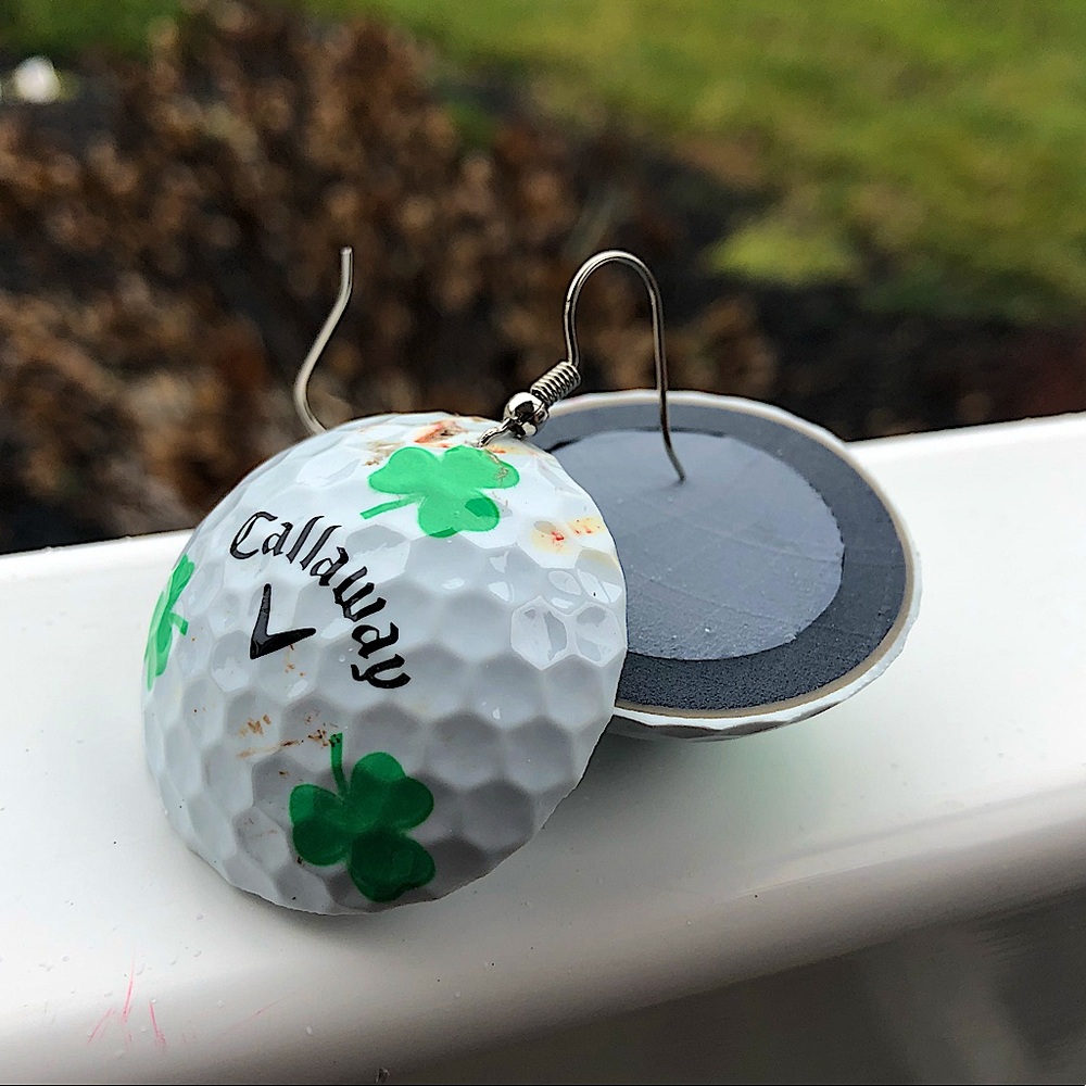 St Patricks day golf ball earrings